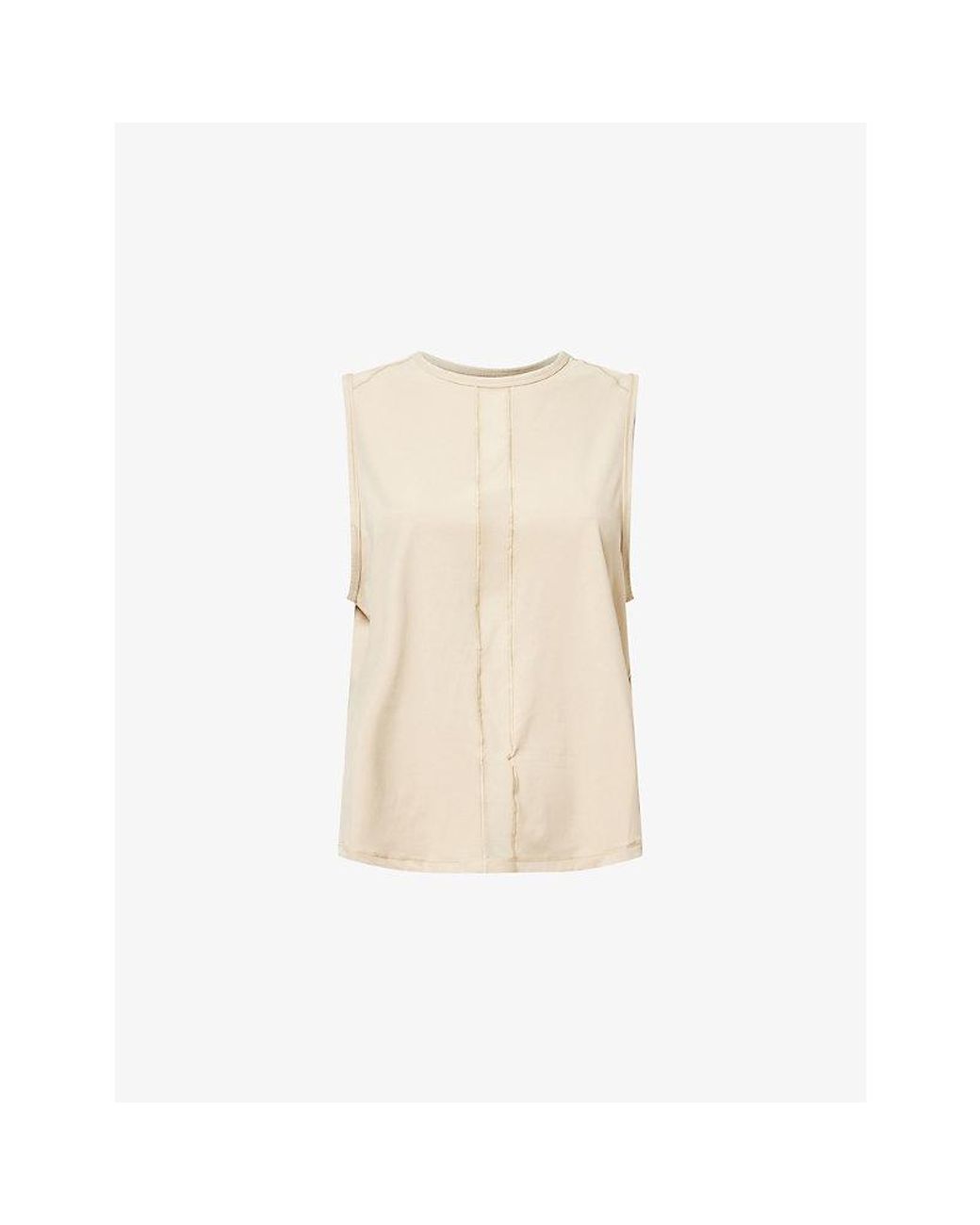 Now You Live Natural Bowden Sheer-Panel Stretch-Jersey Vest Top