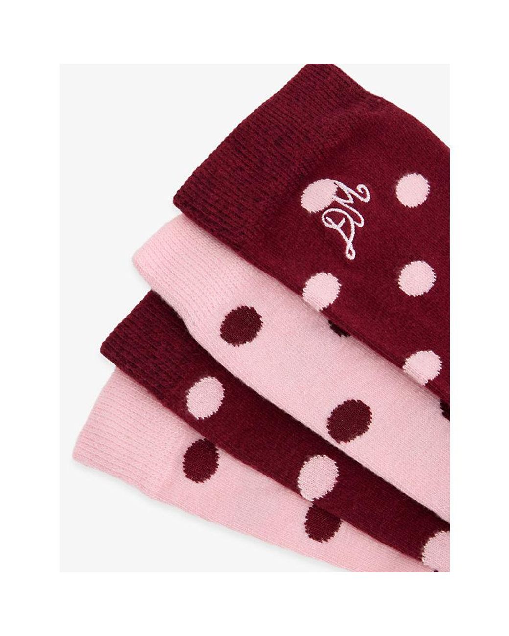 Damson Madder Dot-Embroidered Pack Of Two Cotton-Blend Crew Socks