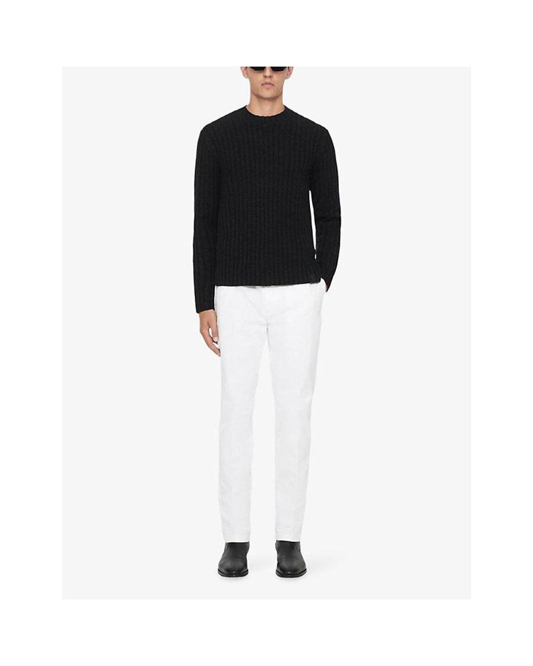 AllSaints Black Liev Crewneck Wool-Blend Jumper for men