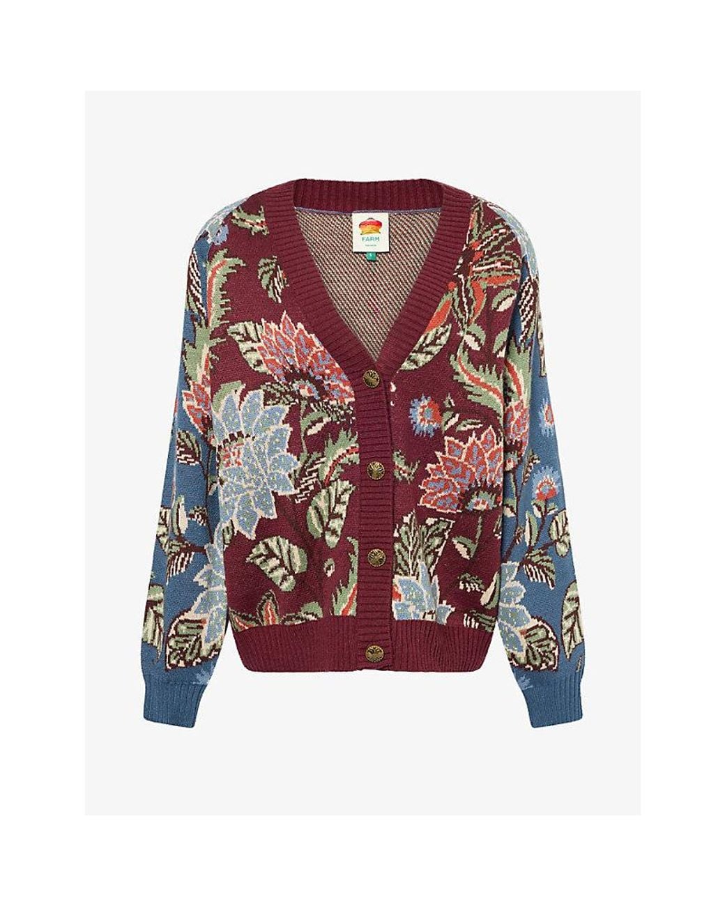 Farm Rio Multicolor Delhi Jacquard Knitted Cardigan