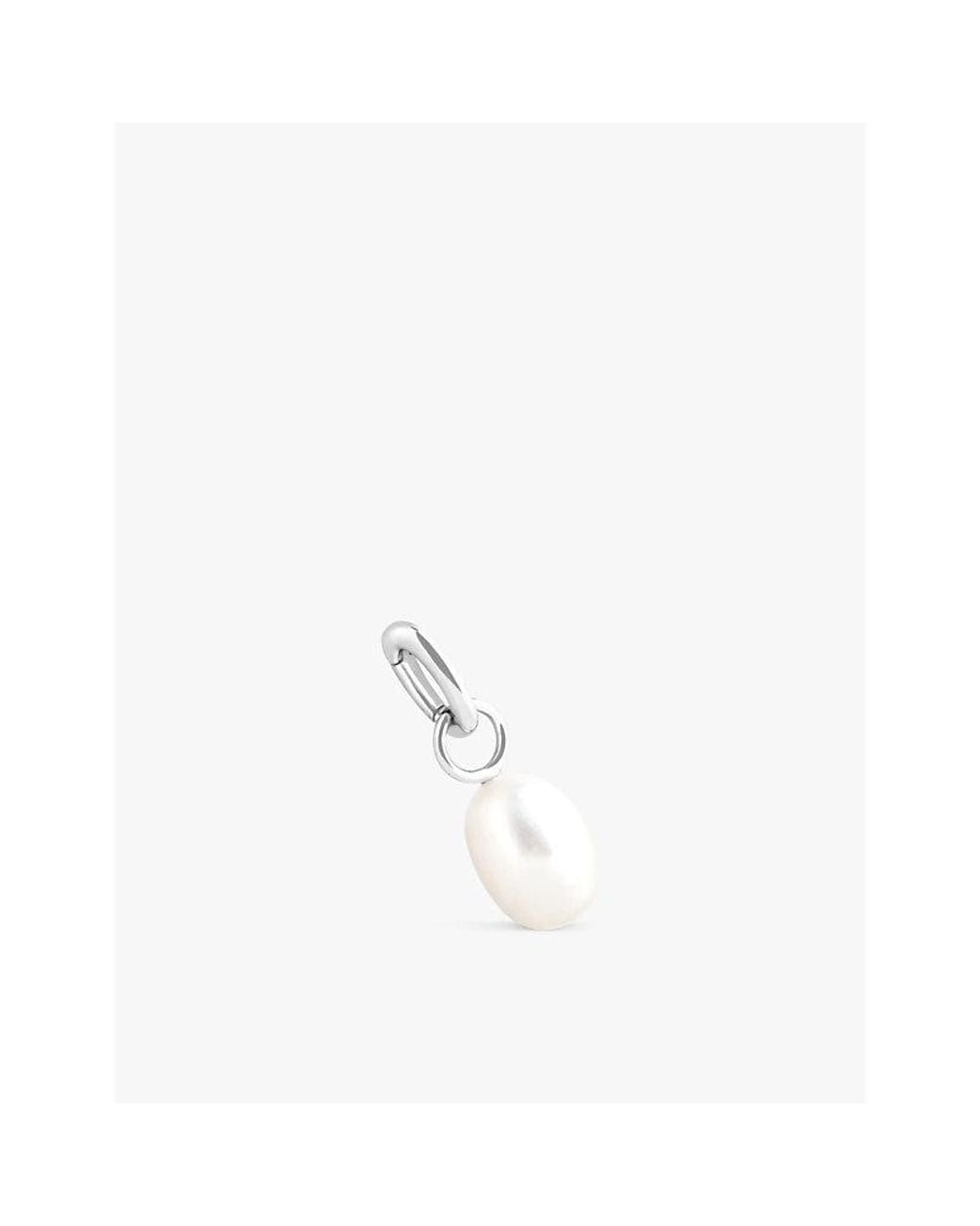 Astrid & Miyu White Pearl Talisman Rhodium-Plated Sterling- And Freshwater-Pearl Charm