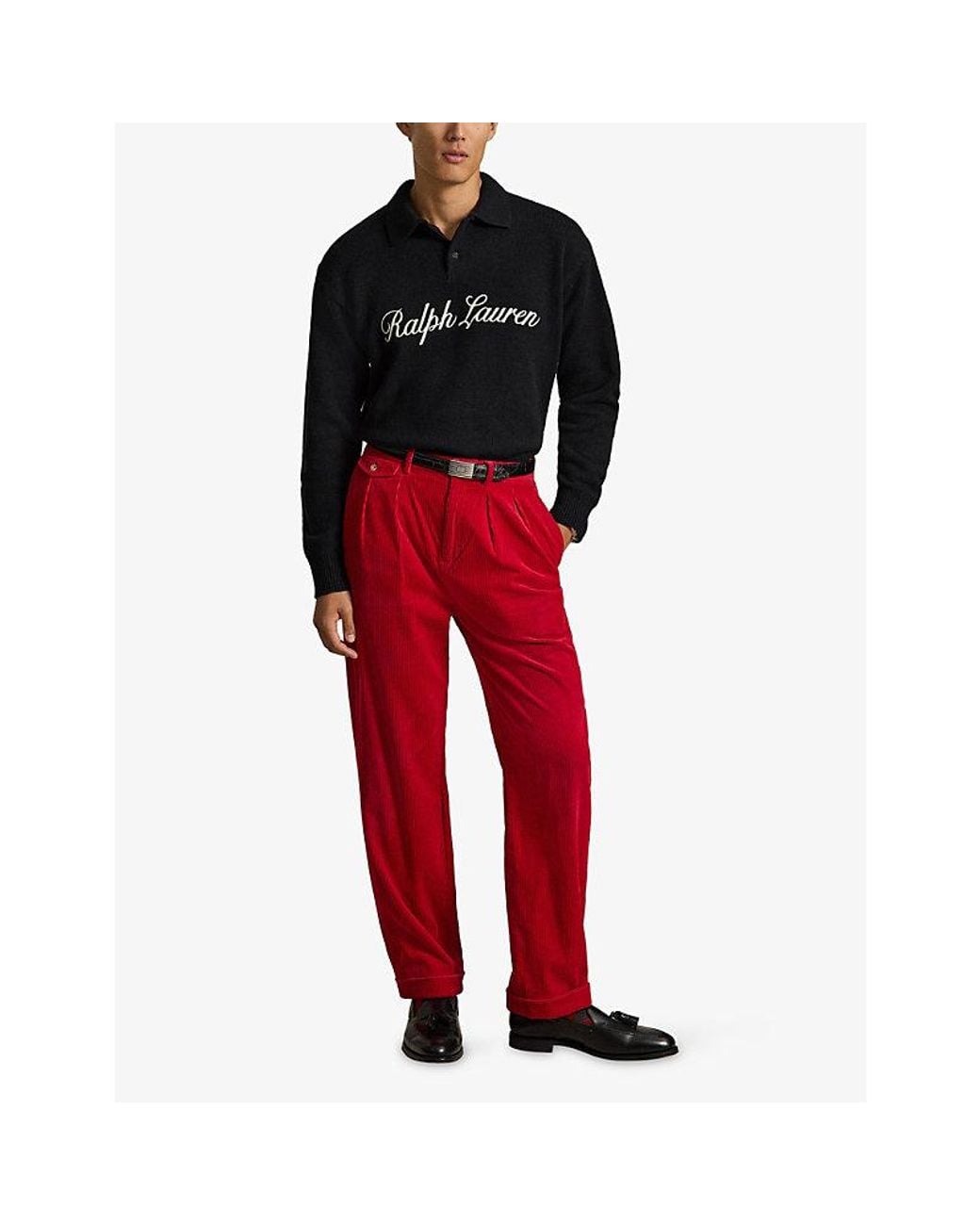 Polo Ralph Lauren Black Embroidered-Text Relaxed-Fit Alpaca-Wool Blend Jumper for men