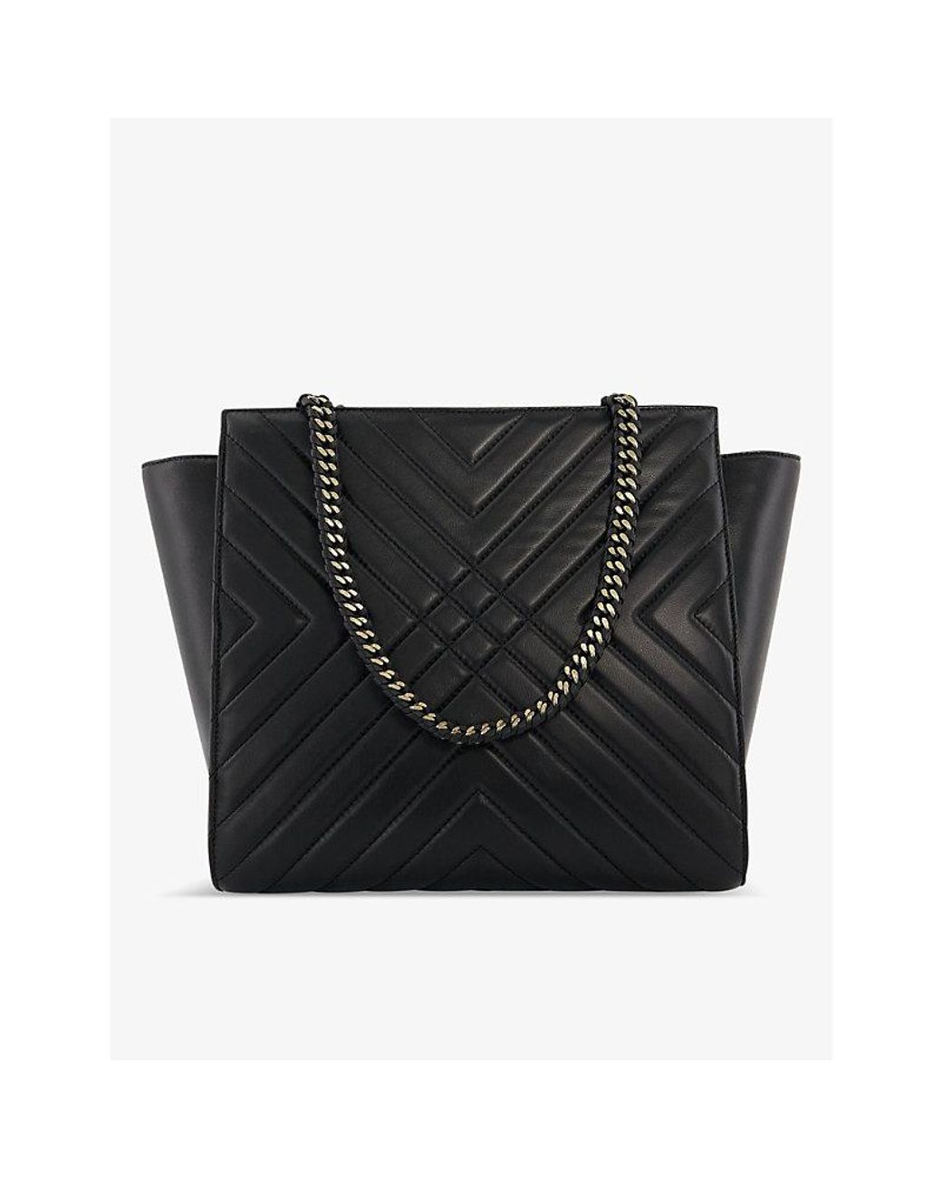 Dune Chain-strap Quilted Leather Tote Bag in Black