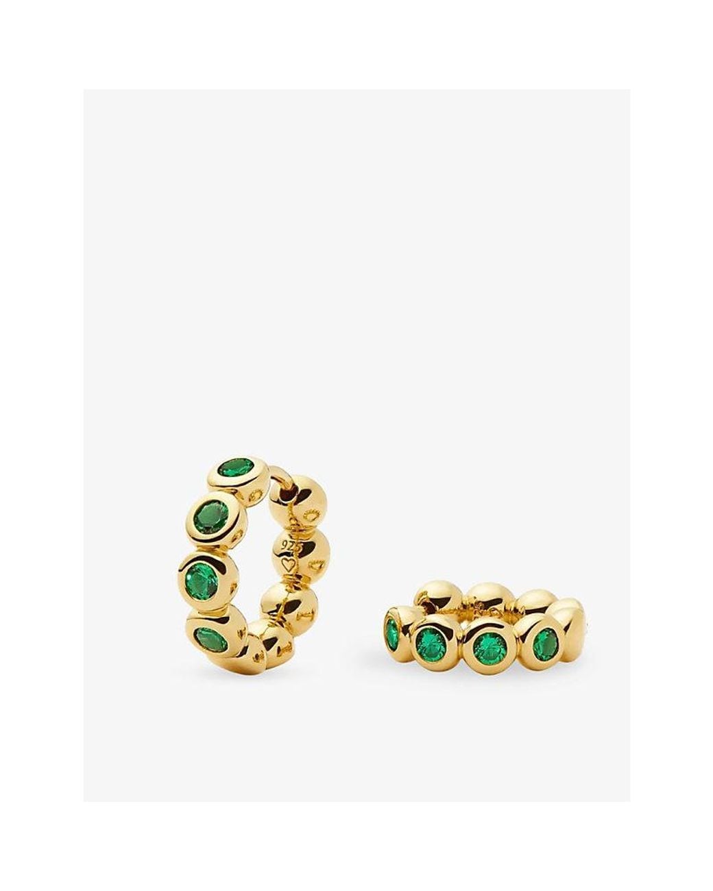 Missoma Metallic Tennis Small 18Ct Plated Brass And Emerald Nano-Crystal Hoop Earrings