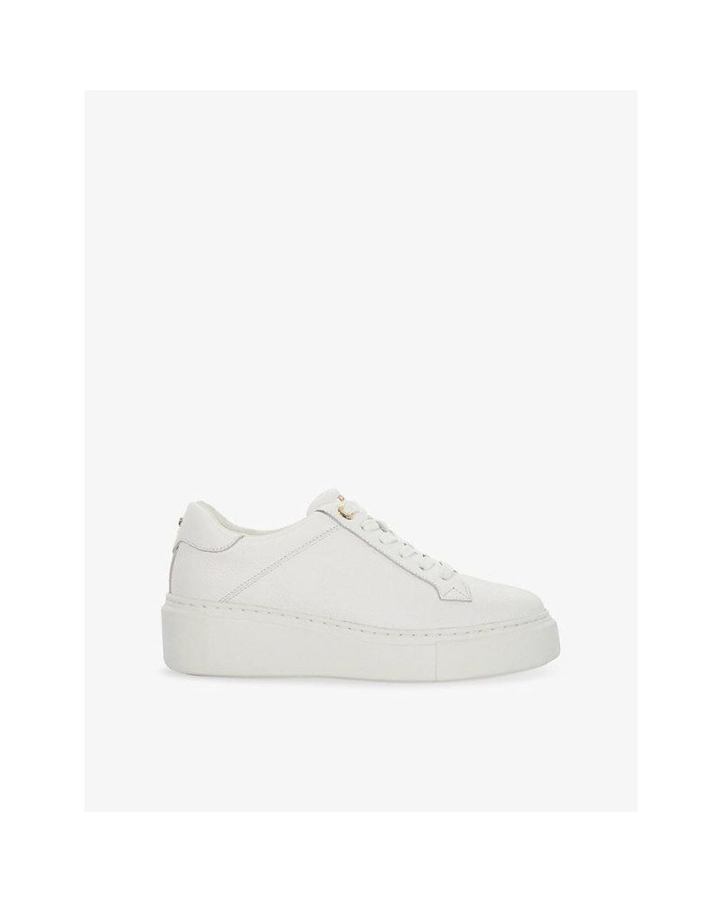 Dune White Evienne Flatform Leather Trainers