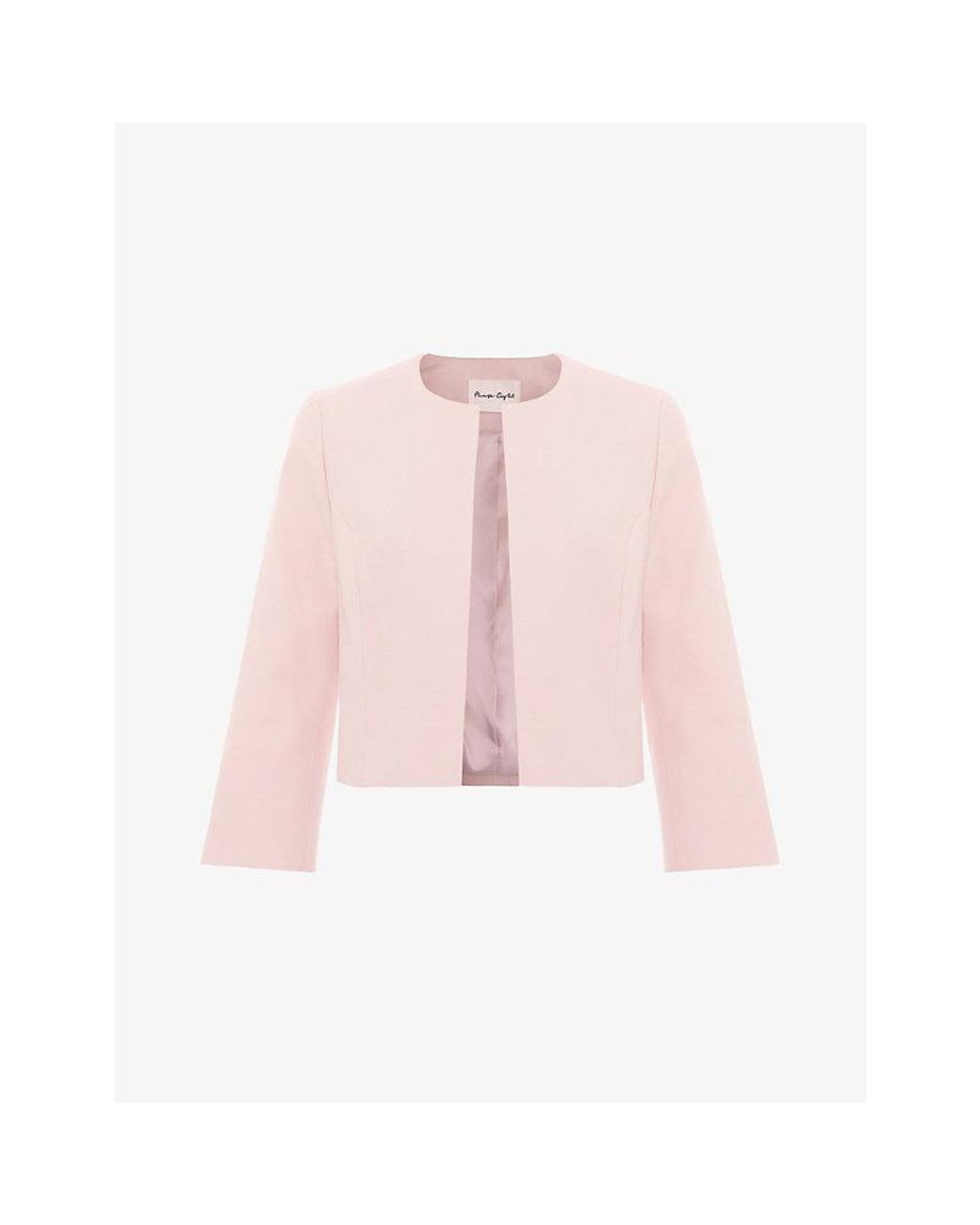 Phase Eight Pink Elizabeth Round-Neck Stretch-Woven Jacket