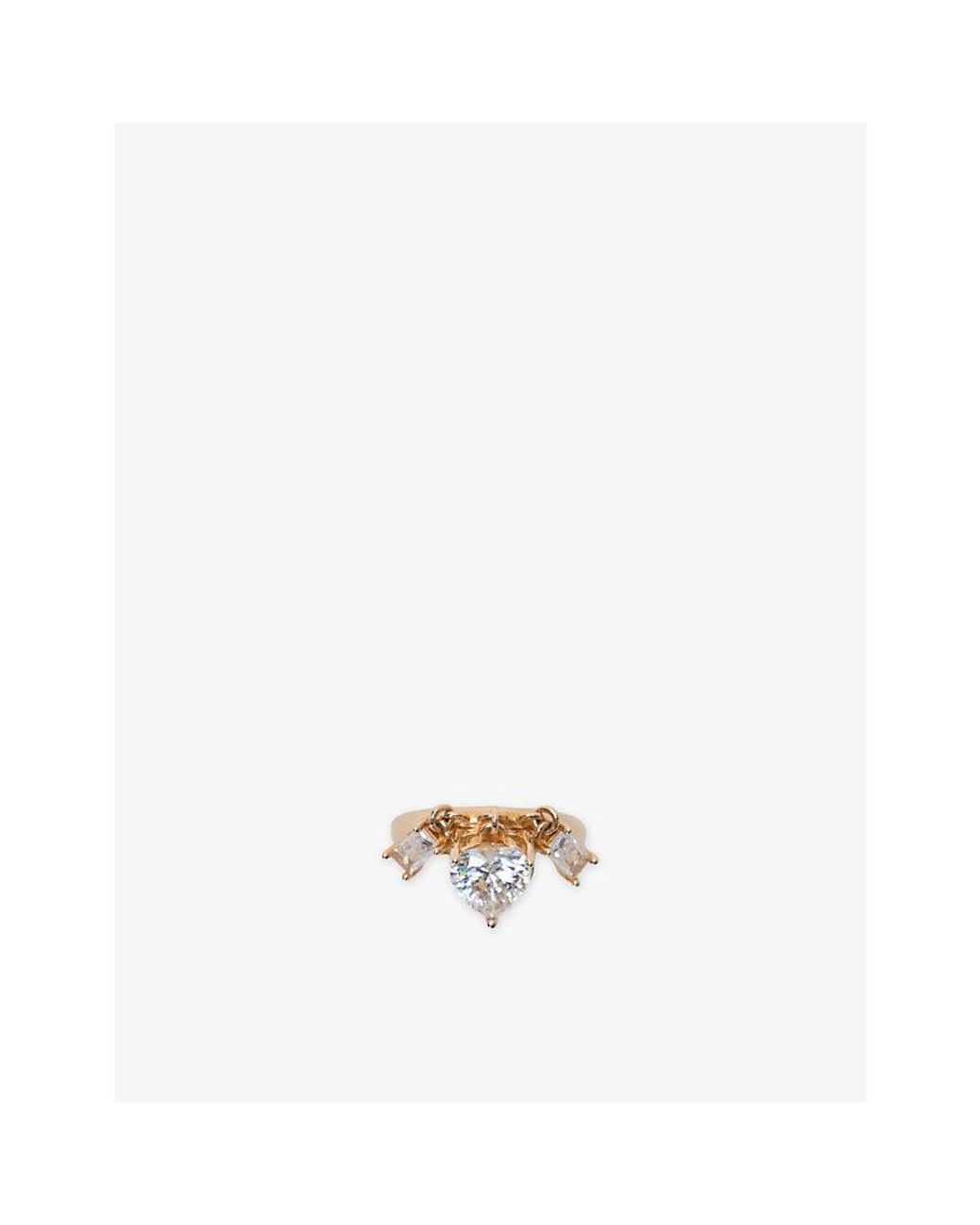 Maje White Charm-Embellished-Toned Brass Ring