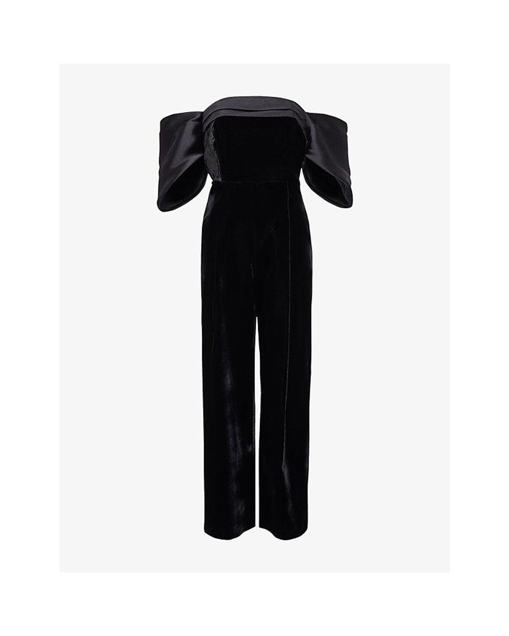 Phase Eight Black Angelica Bardot-Neck Velvet Jumpsuit