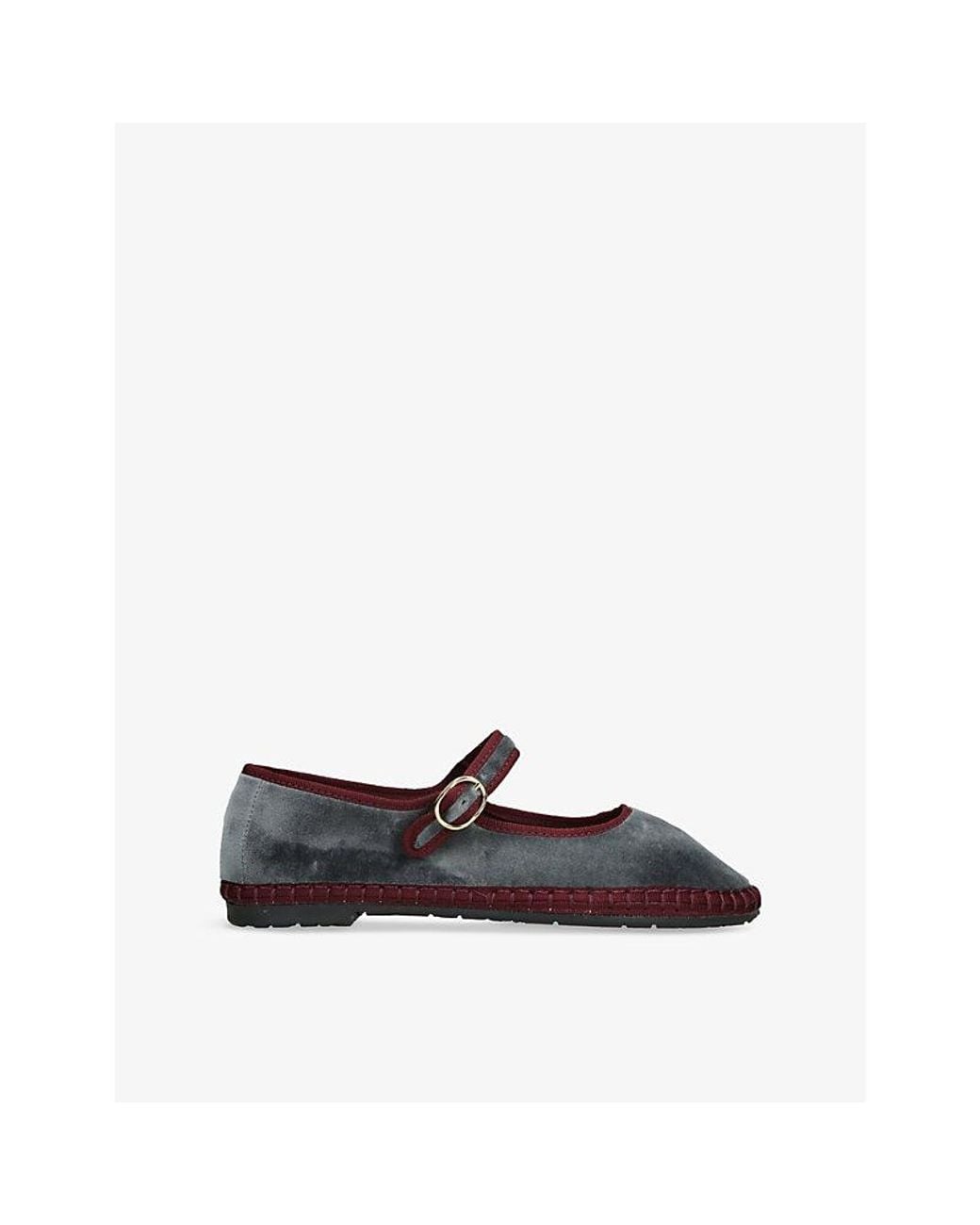 Flabelus Multicolor Georgina Contrast-Trim Velvet Mary-Jane Shoes