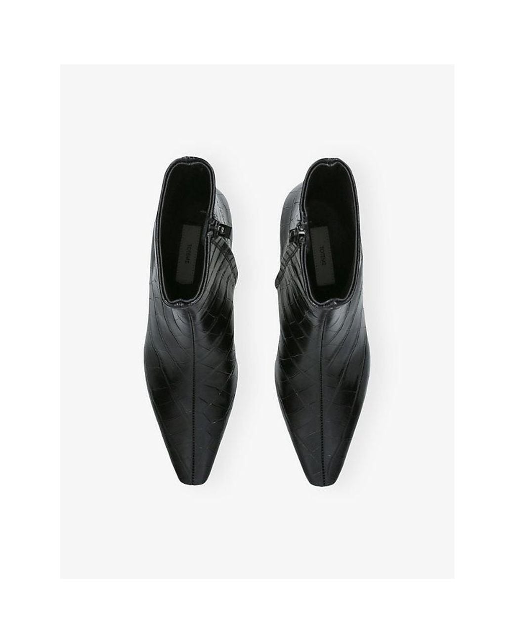 Totême Black Pointed-Toe Leather Heeled Ankle Boots