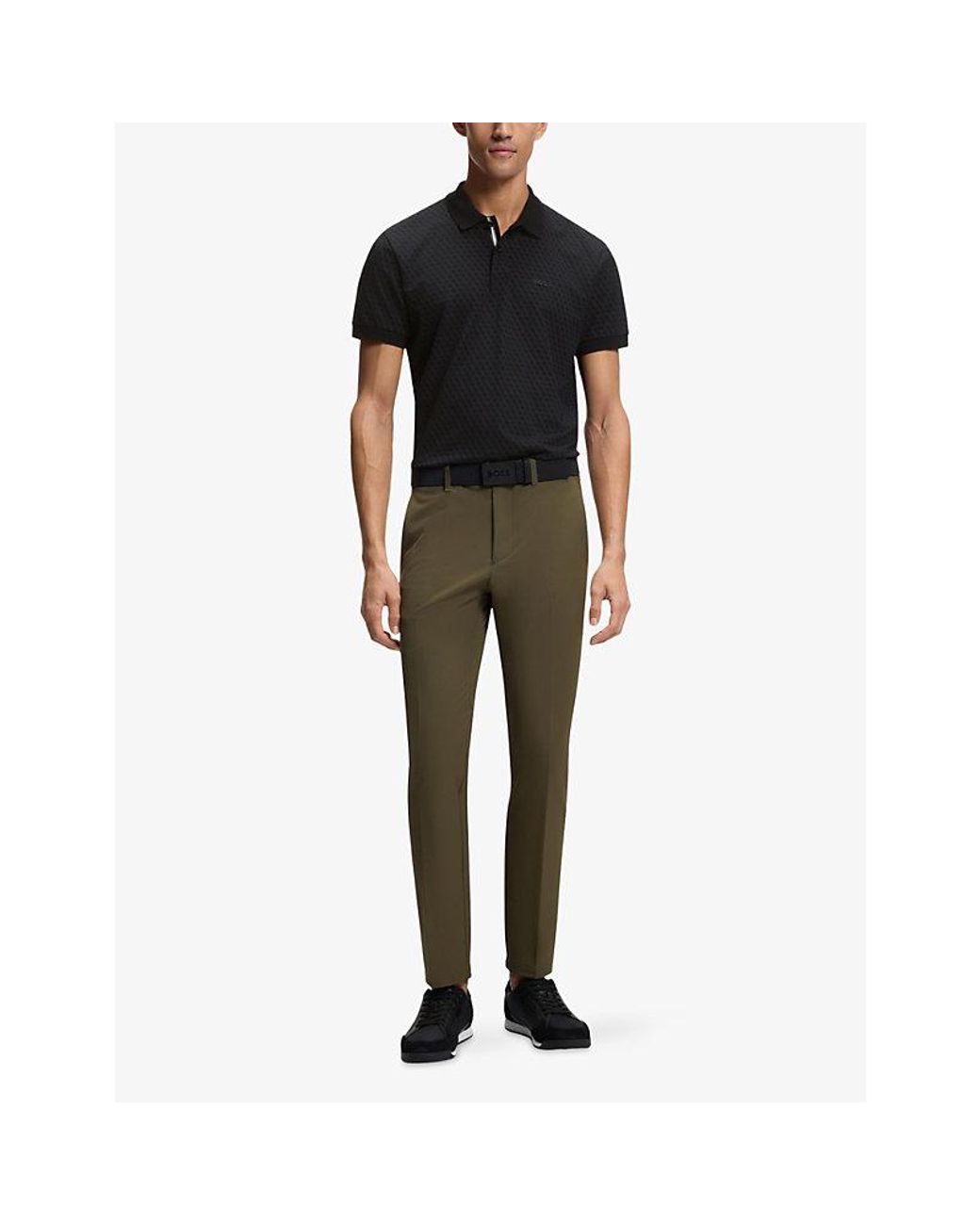 Boss Black Branded Short-Sleeved Cotton-Piqué Polo Shirt for men
