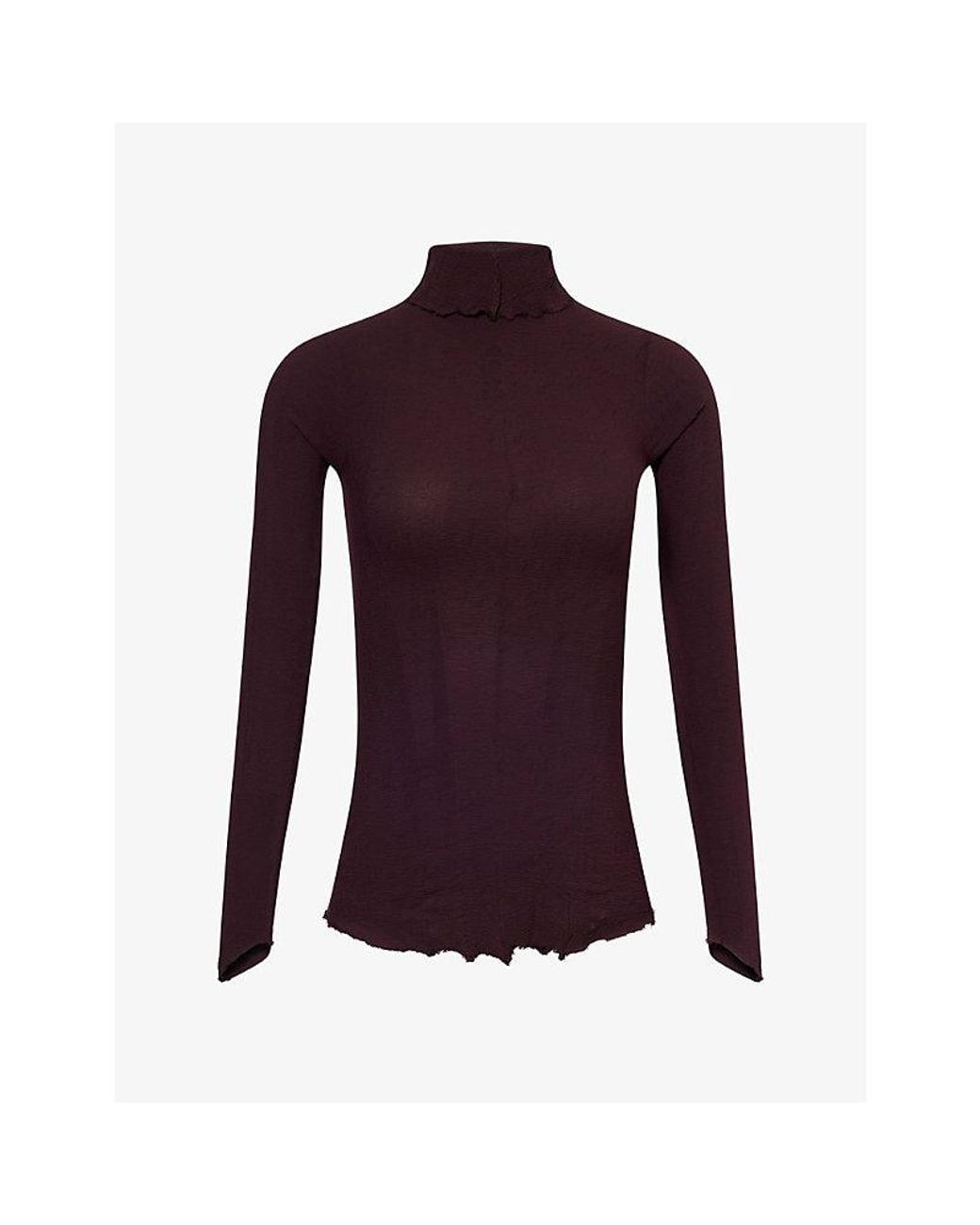Marc Le Bihan Purple Corset Stretch High-Neck Stretch-Knit Top