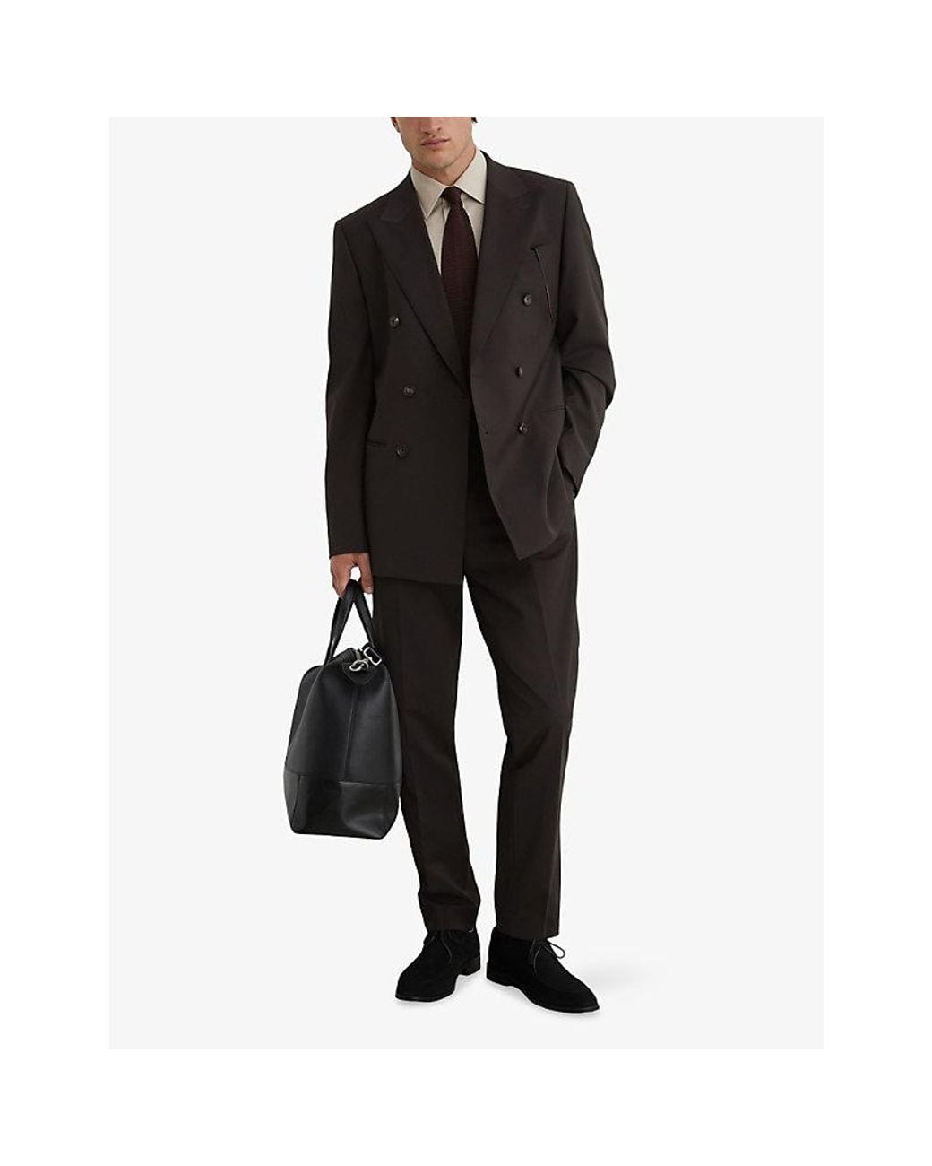Reiss Black Dream Tailored Wool-Blend Double-Breasted Blazer for men