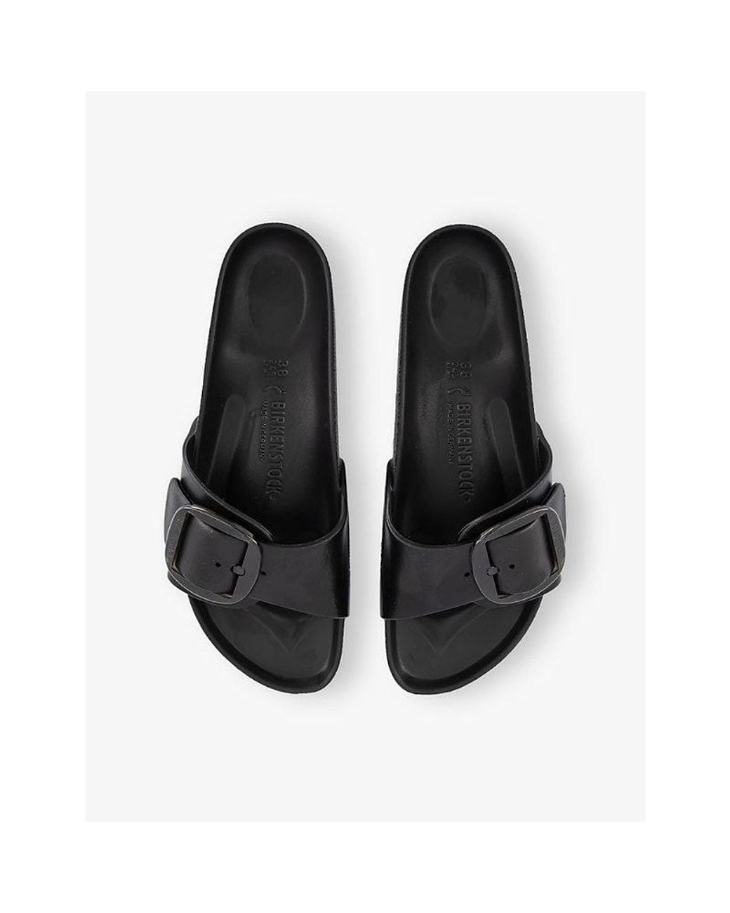 Birkenstock Black Madrid Big Buckle Rubber Sliders