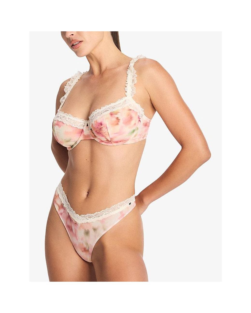 Savage x Fenty Pink Bare Flower Brazilian Briefs