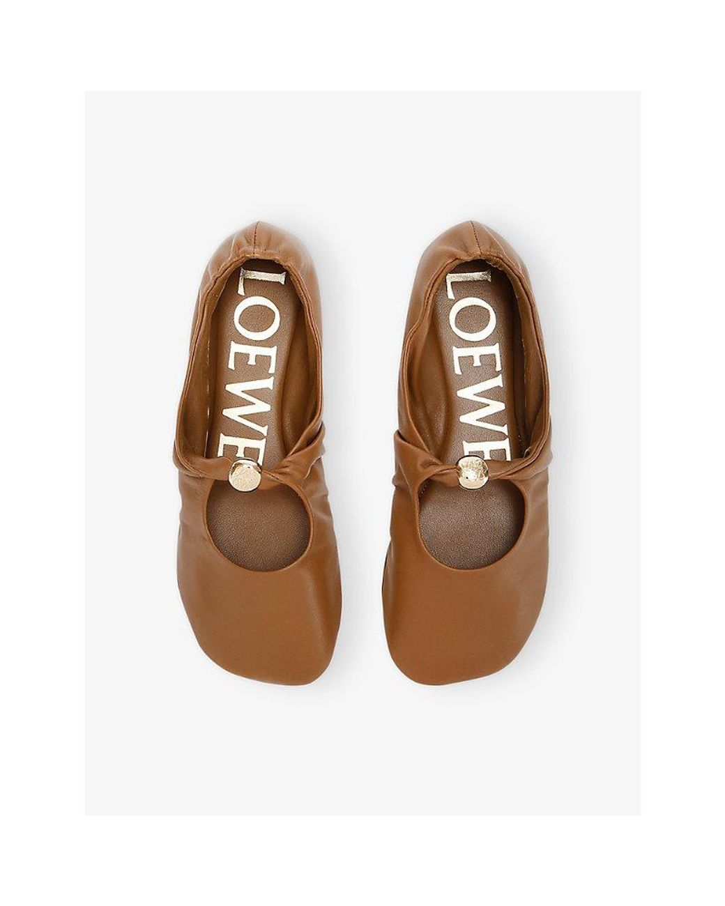 Loewe Brown Pebble Soft Ballerina Leather Flats