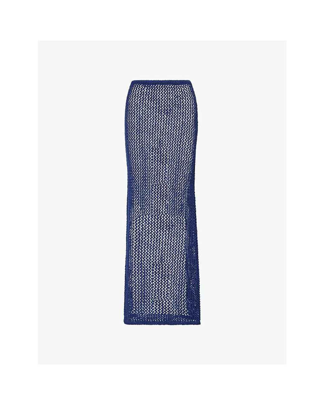 Cheap Monday Blue Fontelina Crochet Cotton-Blend Knit Maxi Skirt