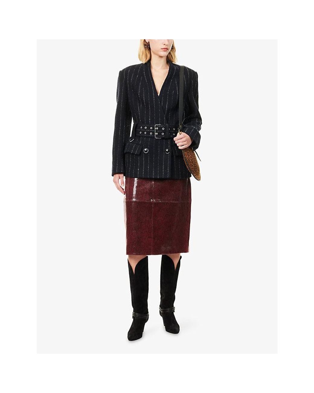 Isabel Marant Atrium Fyma Pinstripe Brushed Wool Blazer in Blue