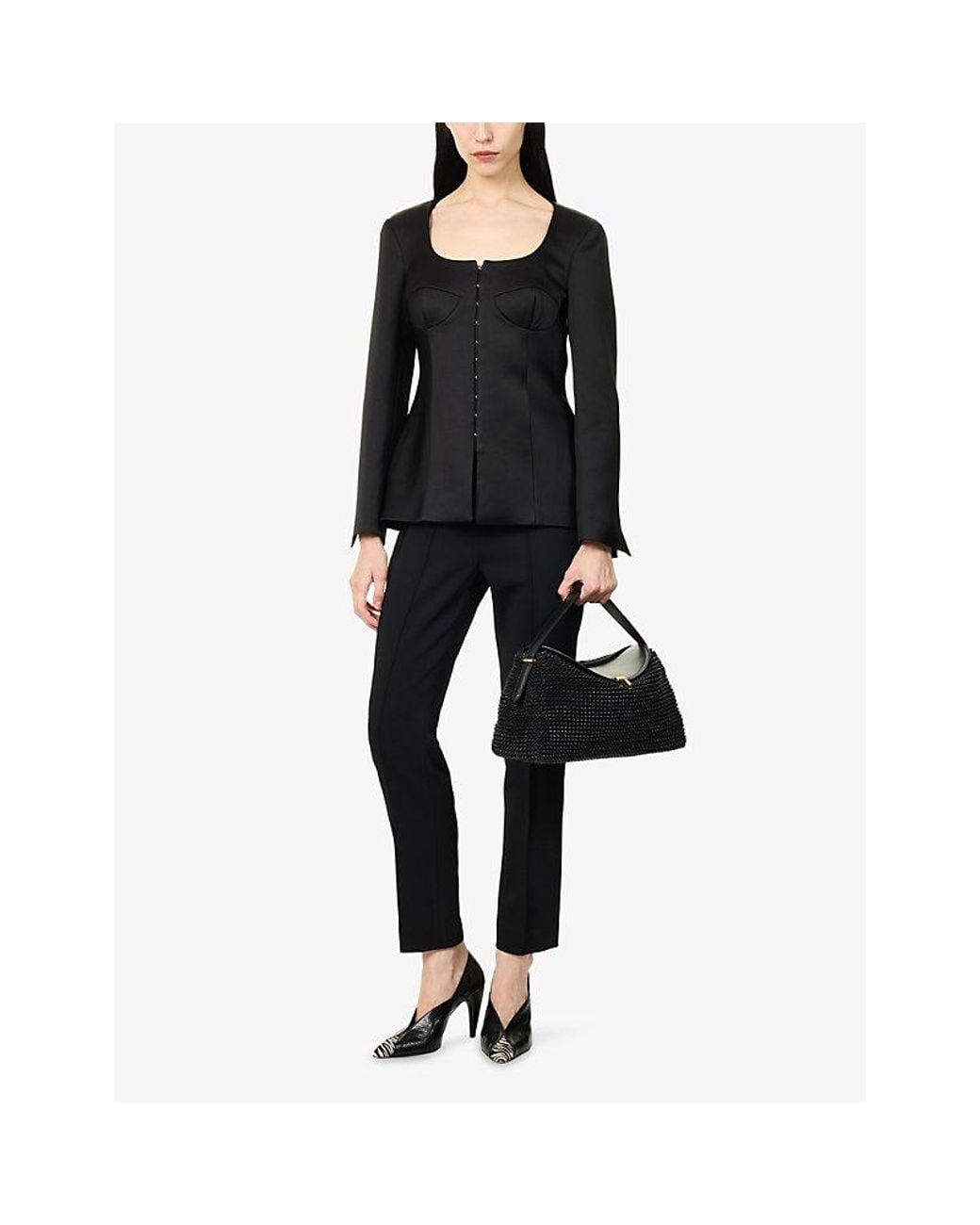 RÓHE Frames Black Bustier Corset Satin Blazer