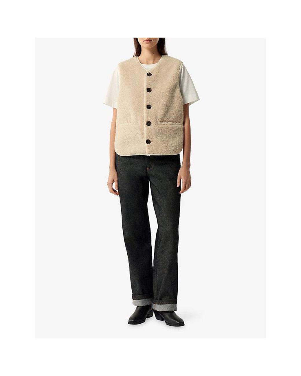 Soeur Natural Fusil Teddy-Textured Faux-Fur Gilet