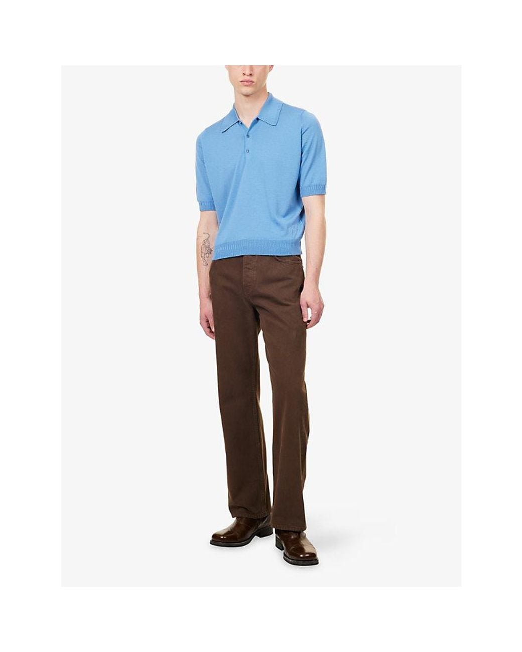 John Smedley Blue X Bill Nighy Short-Sleeve Merino Wool Polo Shirt for men