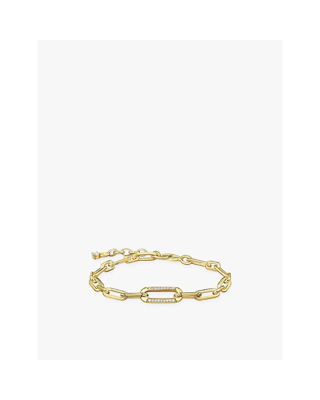 Thomas Sabo Metallic 18Ct-Plated Sterling- And Zirconia Anchor-Chain Bracelet