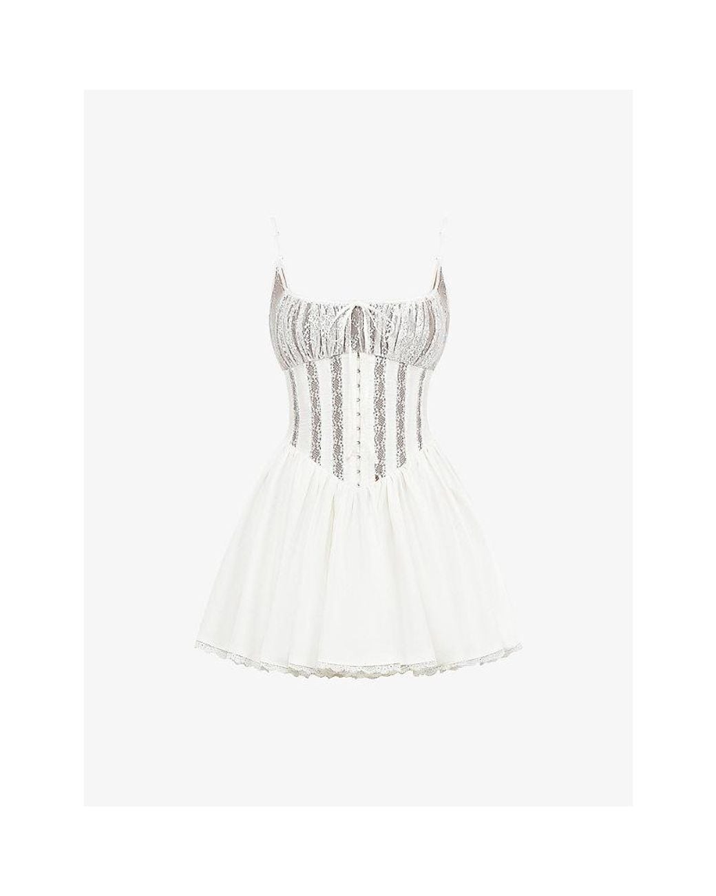 House Of Cb White Rosaria Corset Stretch-Cotton Mini Dress