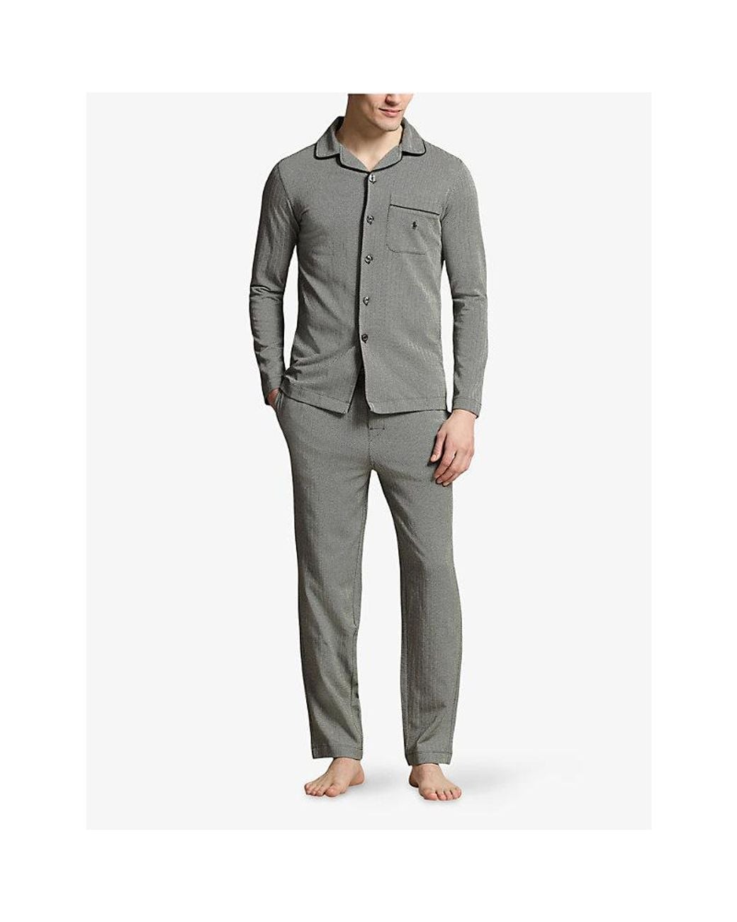Polo Ralph Lauren Gray Jacquard Slim-Fit Knitted Pyjama Set for men