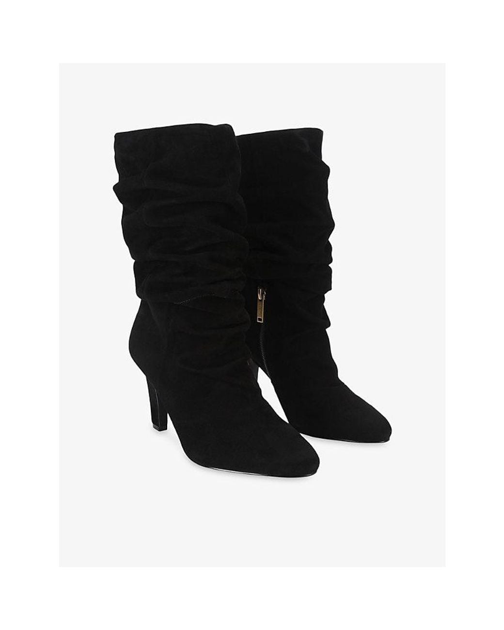 Kurt Geiger Black Elizabeth Slouch Heeled Suede Boots