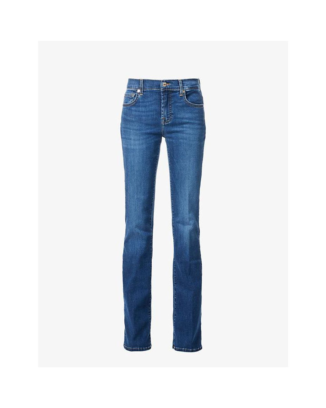 7 For All Mankind Blue Bootcut Mid-Rise Stretch-Denim Jeans