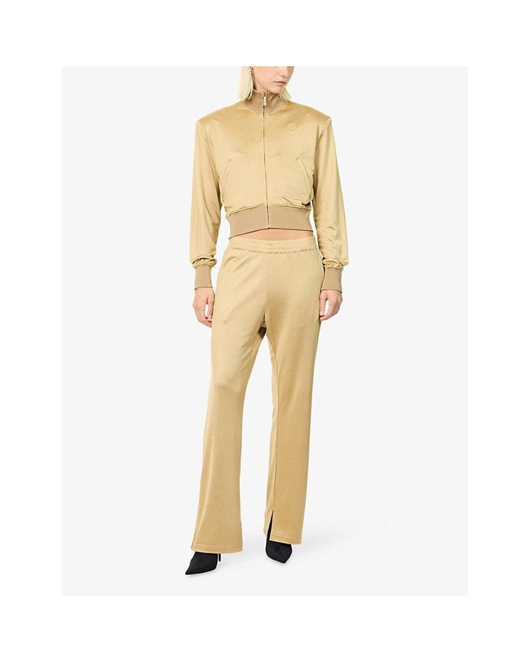Jay3Lle Natural Cropped Brand-Embroidered Jersey Jacket
