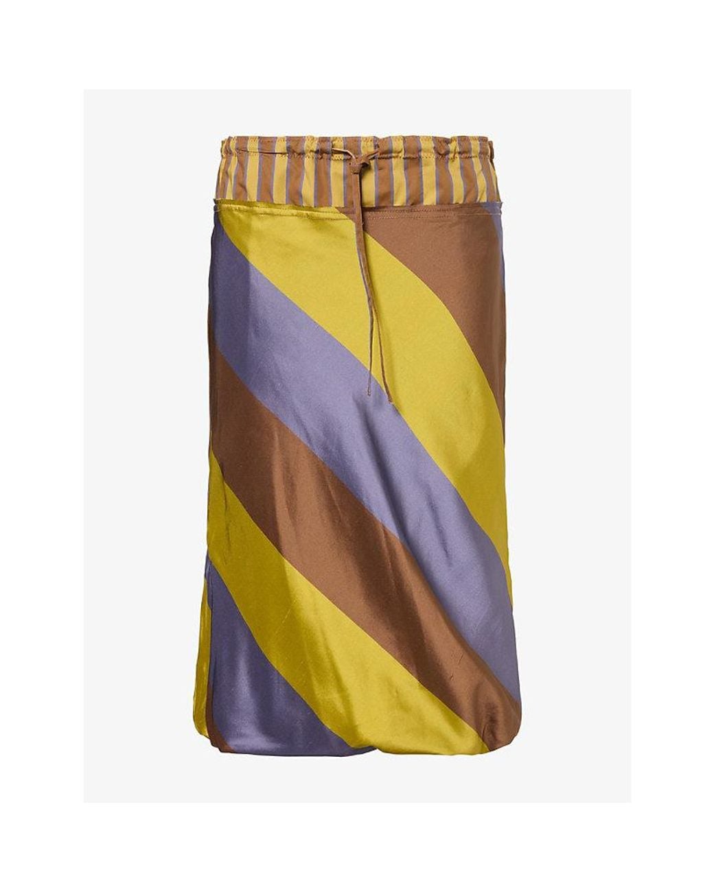 Staud Yellow Odette Striped Silk Skirt