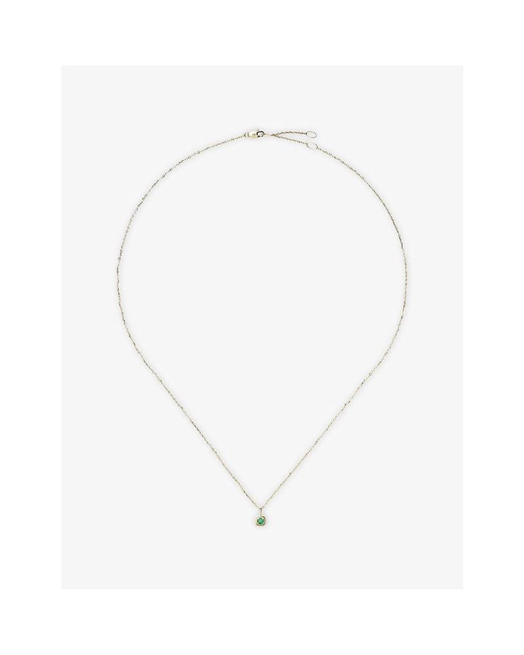 Missoma White Fine May Birthstone 18Ct And Emerald Pendant Necklace