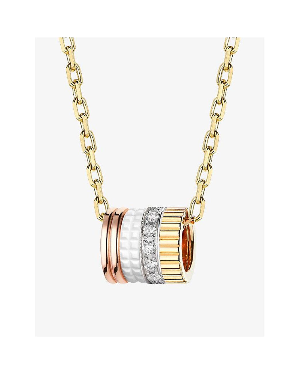 Boucheron Metallic Quatre Edition 18Ct, And Rose- Ceramic And 0.17Ct Diamond Pendant Necklace for men