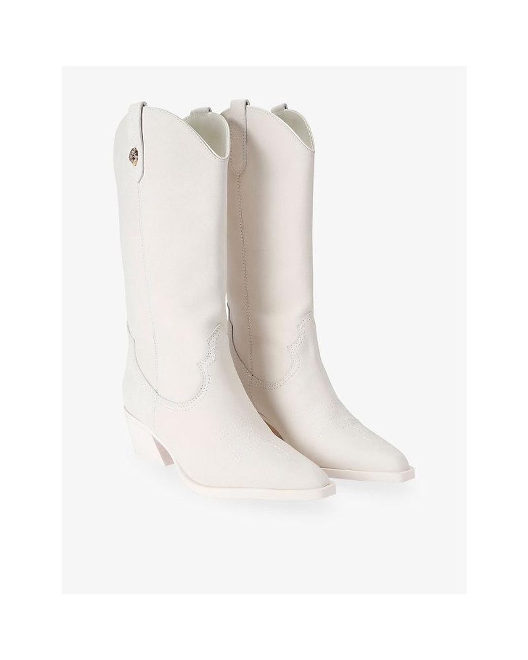 Kurt Geiger White Kc Kiss Suede Heeled Cowboy Boots
