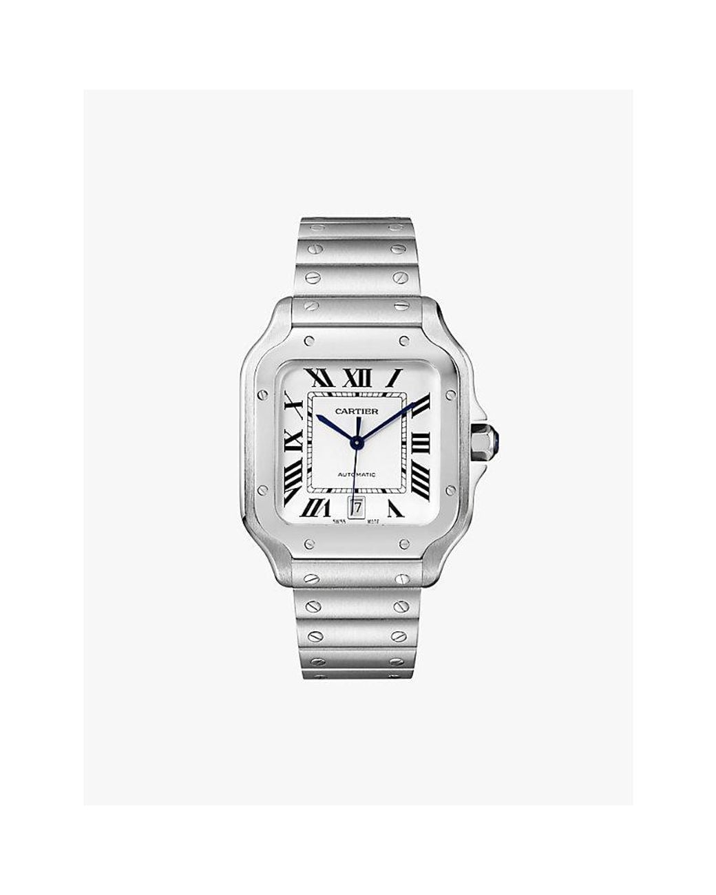 Cartier White Crwssa0018 Santos De Large Model Stainless And Leather Watch for men