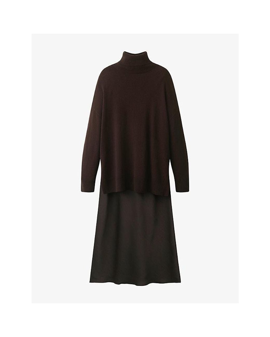 The White Company Black Funnel-Neck Knitted Midi Dress