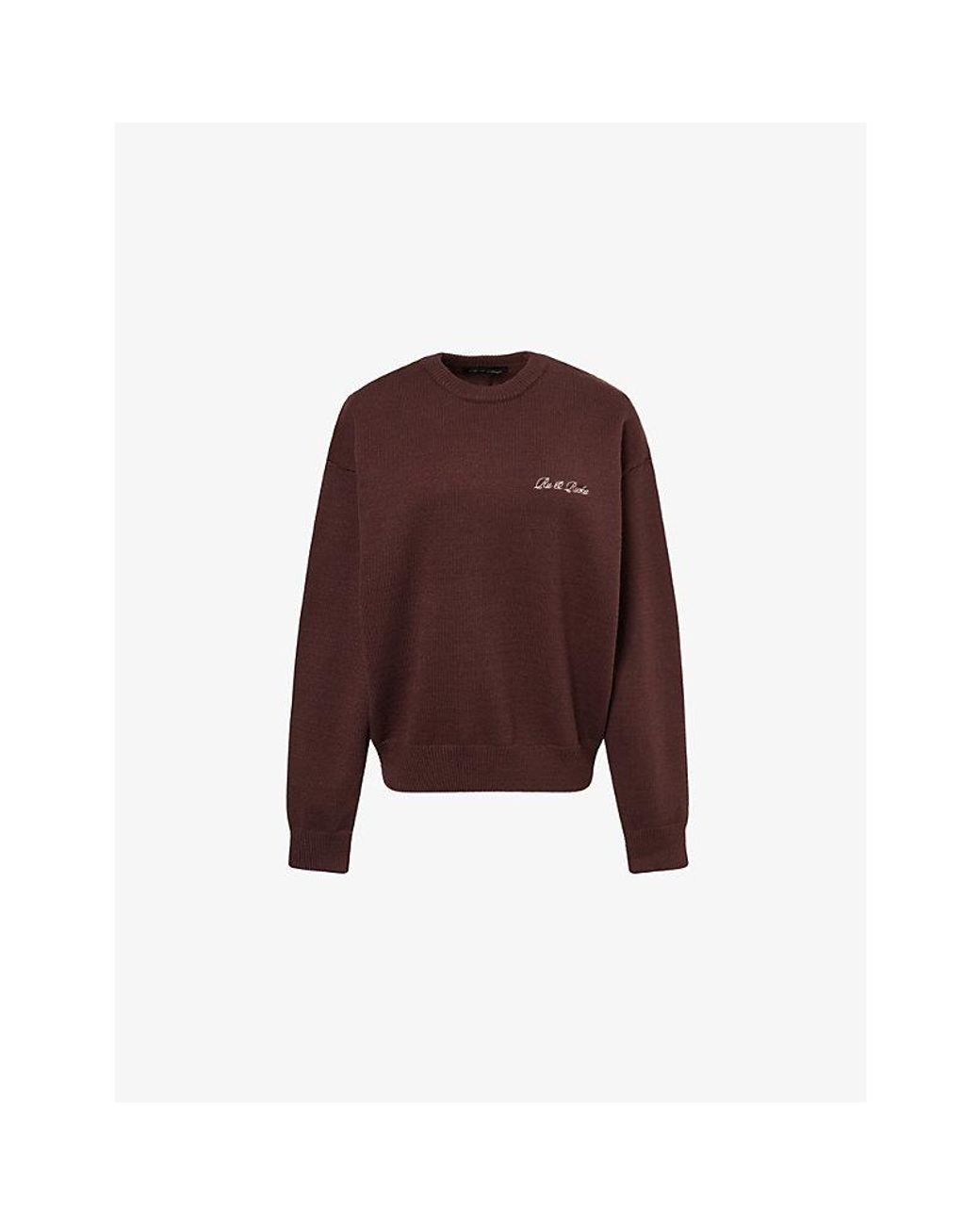 Ru & Rocka Brown Logo-Embroidered Round-Neck Knitted Jumper