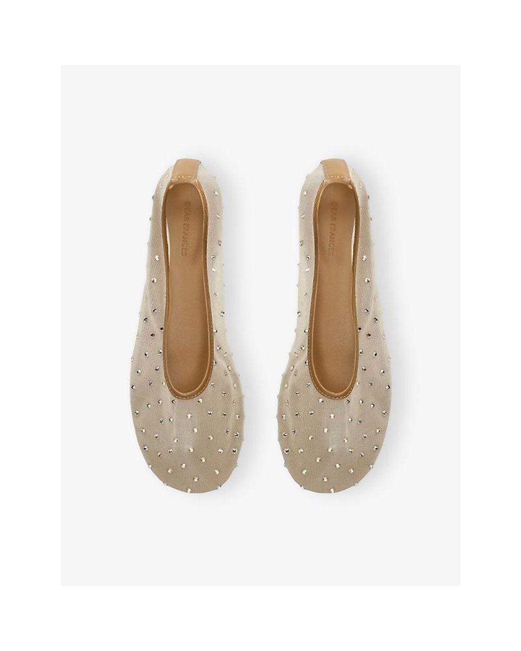 Dear Frances White Balla Crystal Mesh Ballet Flats