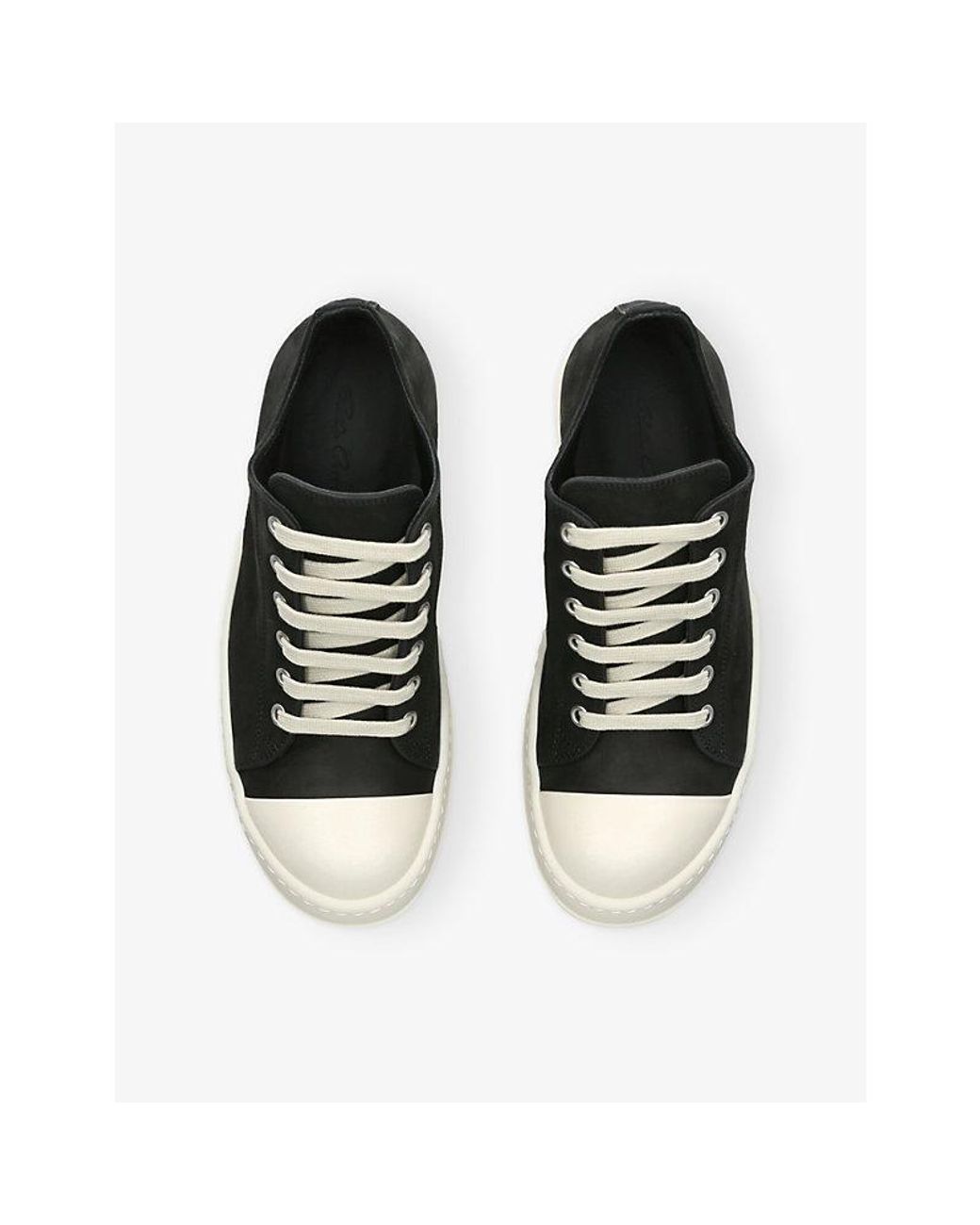 Rick Owens Black Low Lace-Up Leather Trainers