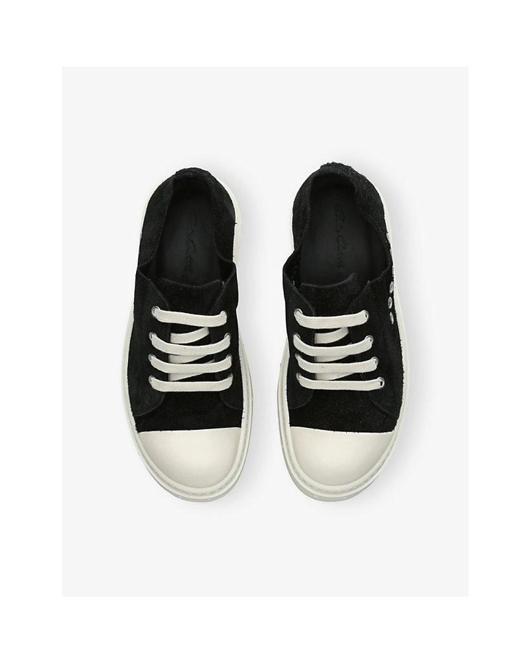 Rick Owens Black Low Suede Trainers