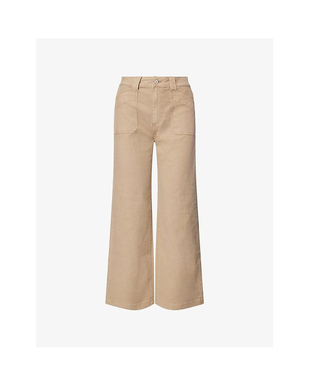 PAIGE Natural Ari Utility Wide-Leg Cotton Trousers