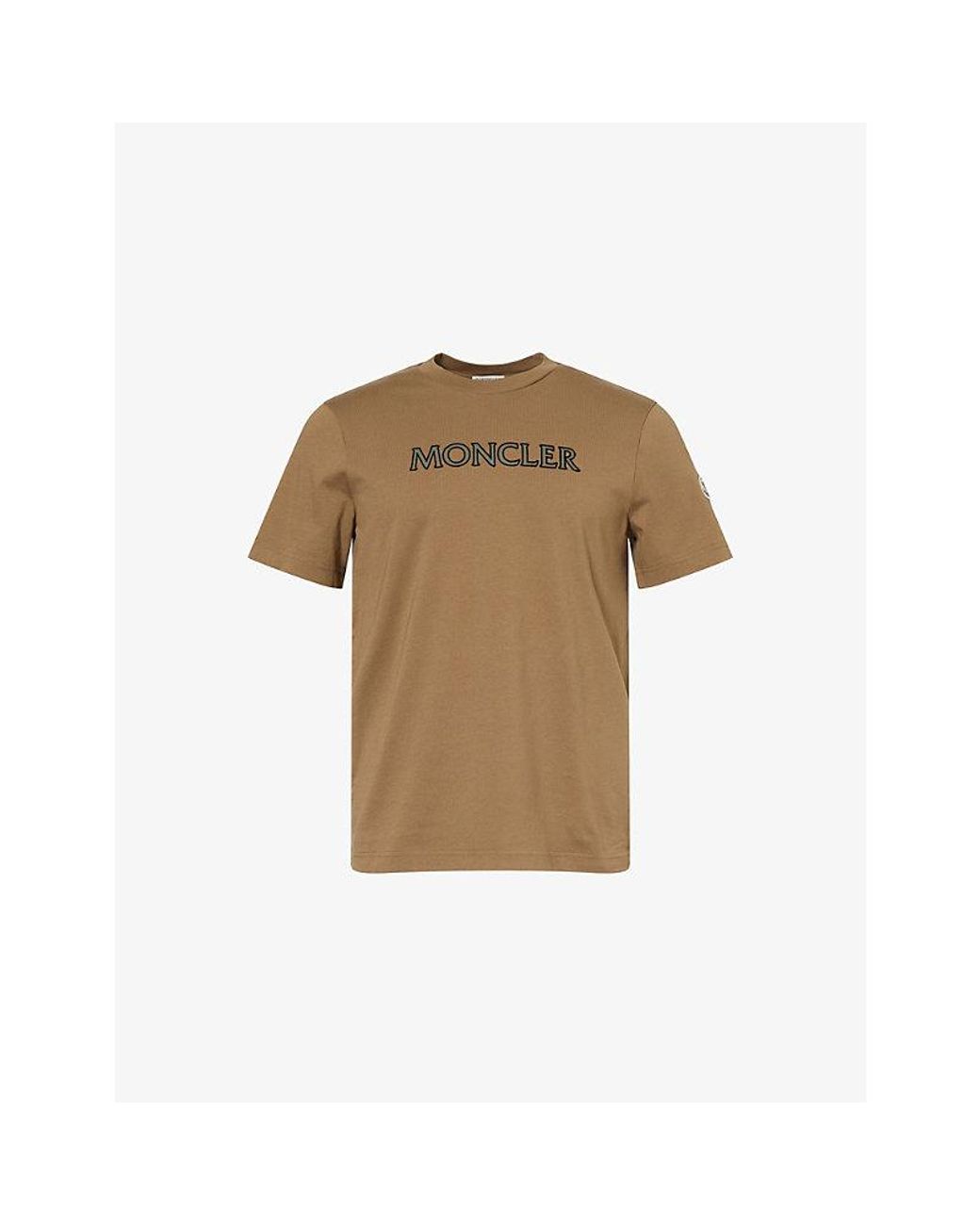 Moncler Natural Embossed-Logo Cotton T-Shirt for men