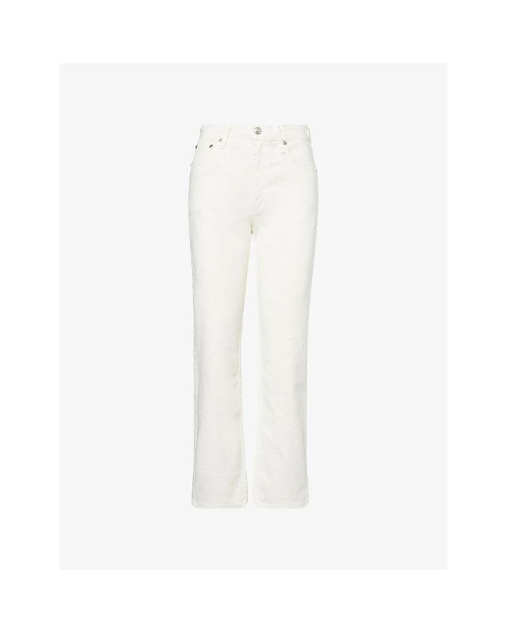 Rag & Bone White Harlow Straight-Leg Denim Jeans
