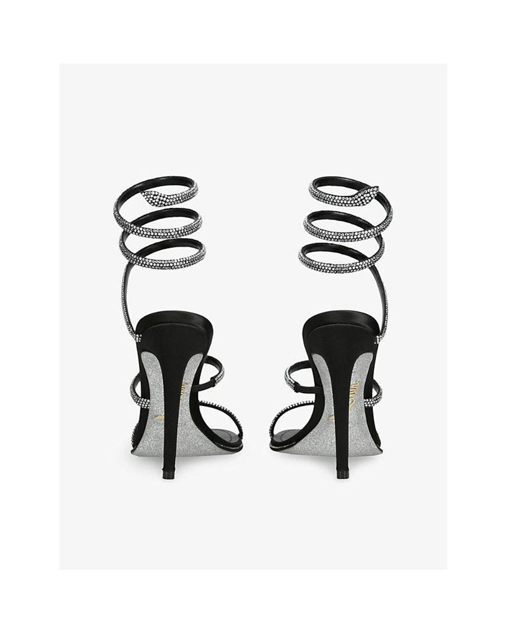 Rene Caovilla White Cleo 105 Crystal-Embellished Satin Heeled Sandals