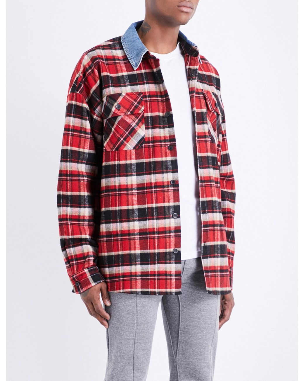 Fear Of God Fifth Collection Oversized Denim Shirt in Red for Men