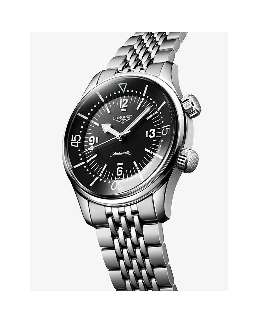 Longines Black L3.764.4.50.7 Legend Diver Stainless-Steel Automatic Watch