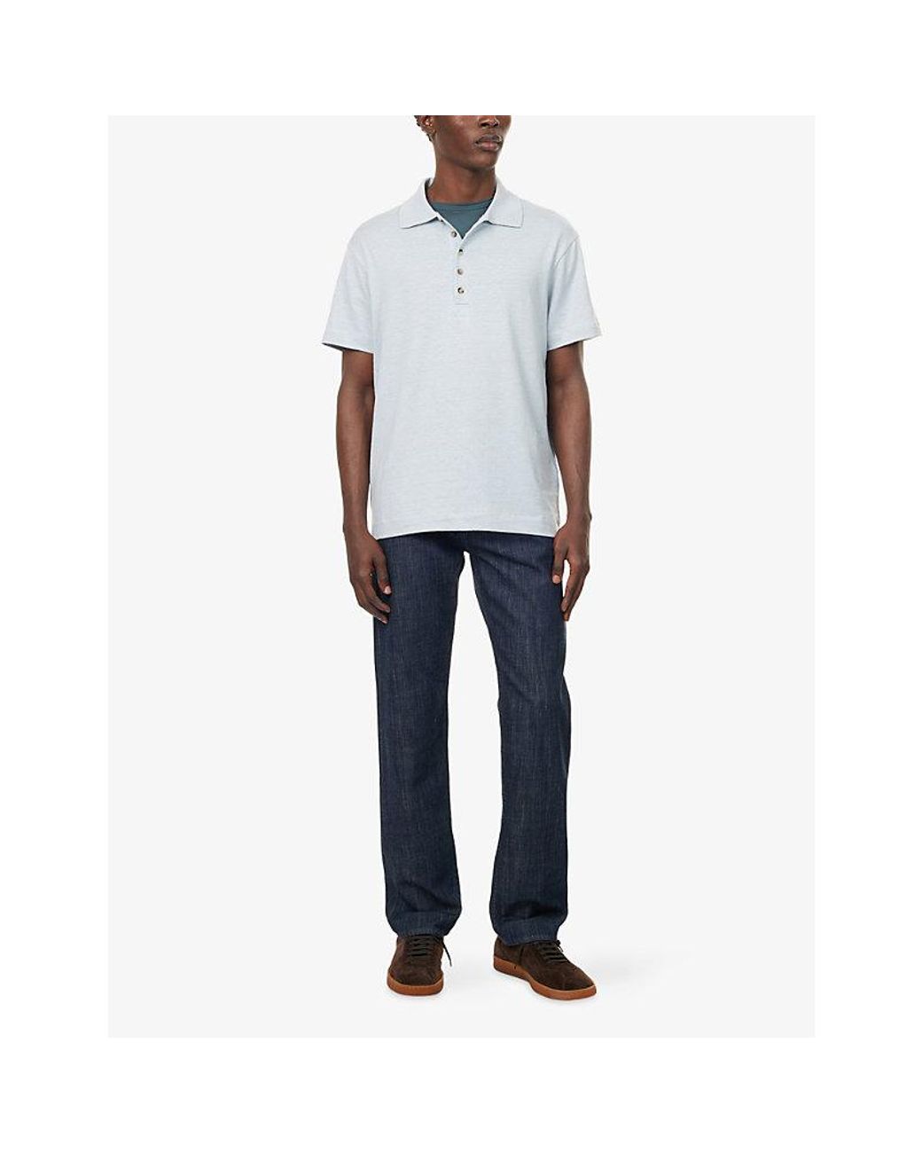 Paul Smith White Short-Sleeve Linen Polo Shirt for men