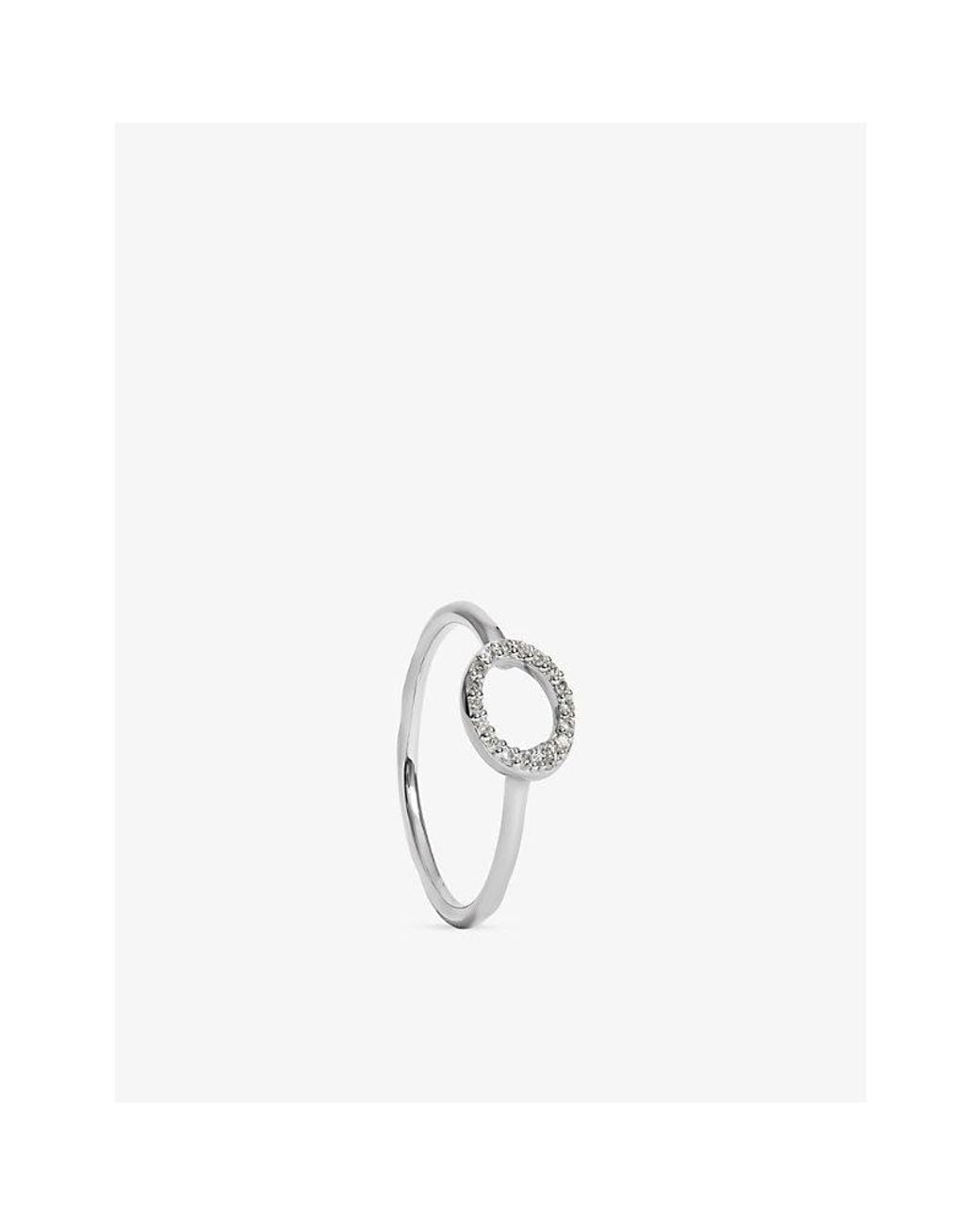 Monica Vinader White Riva Pave Mini Sterling- And Lab Grown Diamond Ring