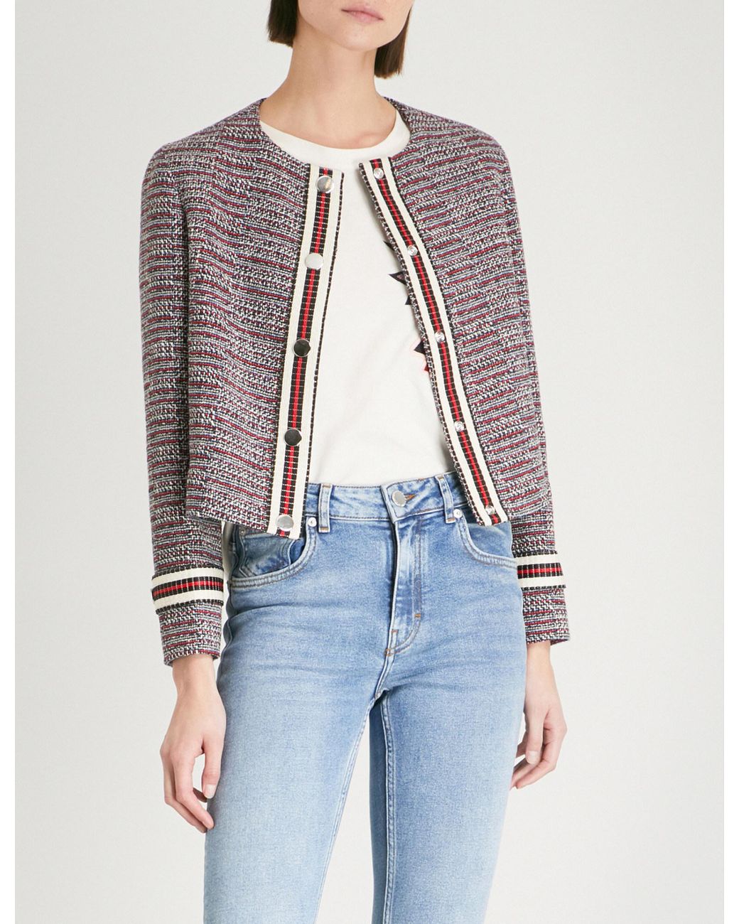 Maje cropped hotsell tweed jacket